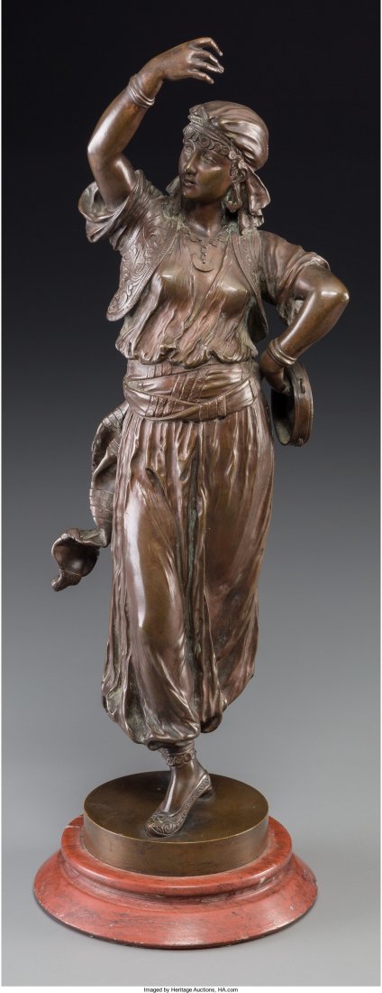 After Leon Pilet (French) Esmerelda Bronze with : After Leon Pilet (French) Esmerelda Bronze with brown patina 15 inches (38