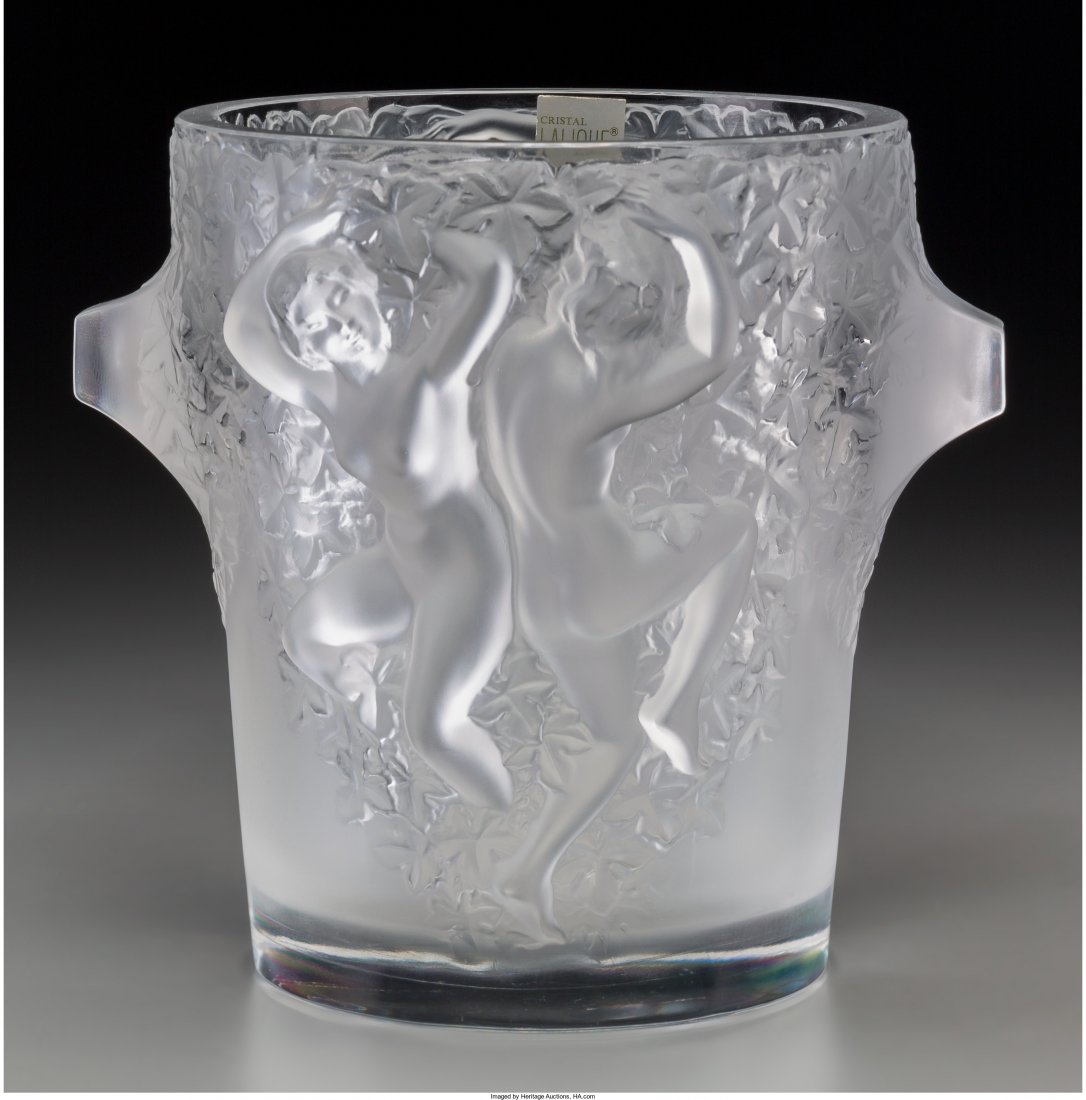 A Lalique Frosted Glass Ganymede Wine Cooler, po: A Lalique Frosted Glass Ganymede Wine Cooler, post-