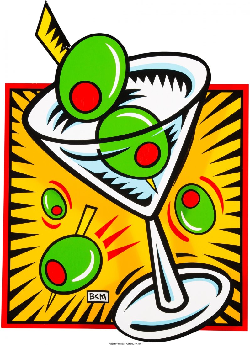 Burton Morris (American, b. 1964) Martini, 2000 : Burton Morris (American, b. 1964) Martini, 2000 Silkscreen in colors on woode