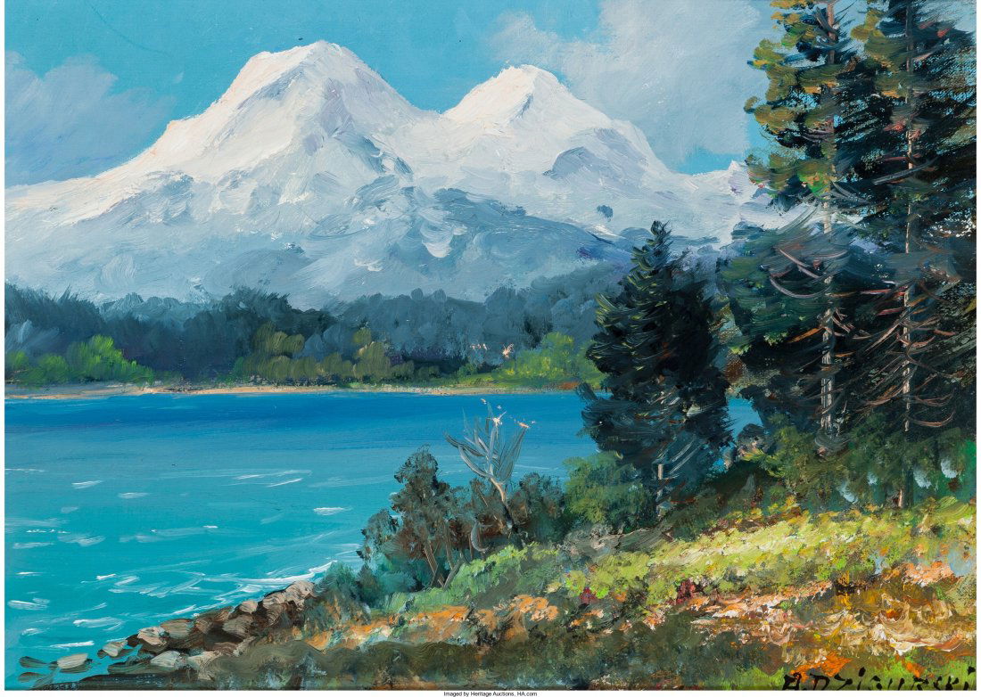 Alexander Dzigurski II (American, b. 1968) Snowy: Alexander Dzigurski II (American, b. 1968)Snowy MountainsOil on canvas1