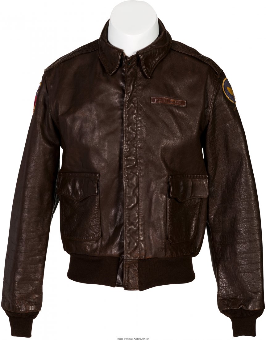 WWII Army Air Force Type A-2 Leather Flight Jack: WWII Army Air Force Type A-2 Leather Flight Jacket Identified to Hump Pilot Robert E. Burnham, Feature
