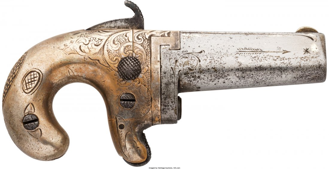 Moore's Patent Firearms Co. No. 1 Derringer. Se: Moore's Patent Firearms Co. No. 1 Derringer. Serial no. 2423, .41 rimfire caliber, 2