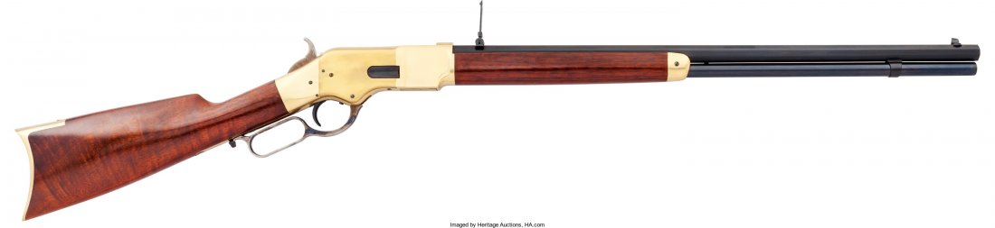 Uberti Reproduction of Winchester Model 1866 Lev: Uberti Reproduction of Winchester Model 1866 Lever Action Rifle. Serial no. 88918, .4