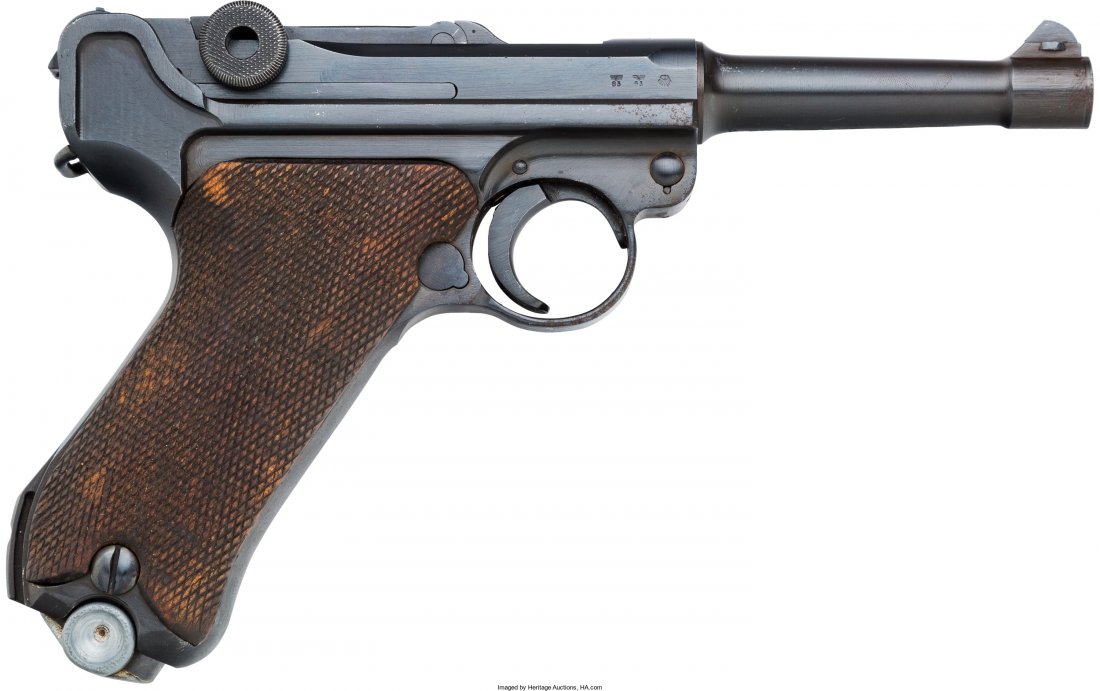 German Mauser S/42 Luger Semi-Automatic Pistol. : German Mauser S/42 Luger Semi-Automatic Pistol. Serial no. 4707 [all matching], 9mm c