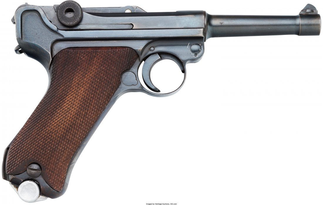 German Mauser S/42 Code P08 Luger Semi-Automatic: German Mauser S/42 Code P08 Luger Semi-Automatic Pistol. Serial no. 4523 [receiver] a