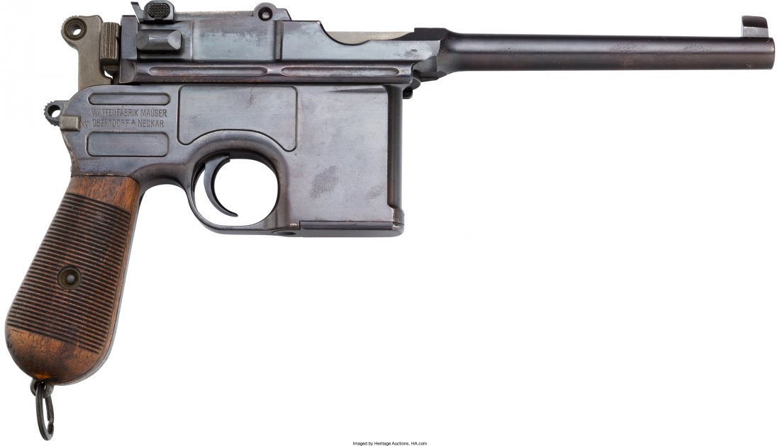 Mauser Model 96 Broomhandle Semi-Automatic Pisto: Mauser Model 96 Broomhandle Semi-Automatic Pistol. Serial no. 36569, 7.63mm caliber,