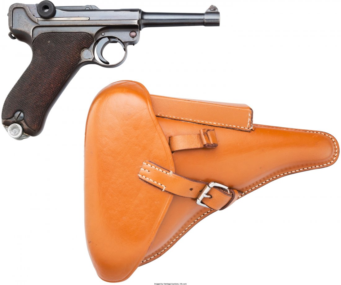 German Mauser S/42 Code Luger Semi-Automatic Pis: German Mauser S/42 Code Luger Semi-Automatic Pistol with Leather Holster. Serial no.