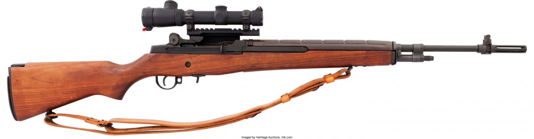 U.S. Springfield Armory M1A Semi-Automatic Rifle: U.S. Springfield Armory M1A Semi-Automatic Rifle with Telescopic Sight. Serial no. 11