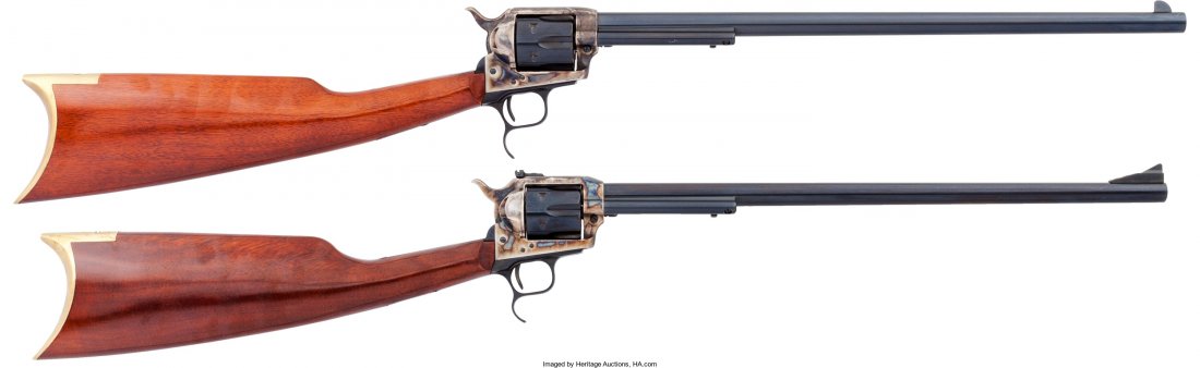 Lot of Two A. Uberti American Carbine Model Revo: Lot of Two A. Uberti American Carbine Model Revolving Rifles. Comprising: 1.) Serial
