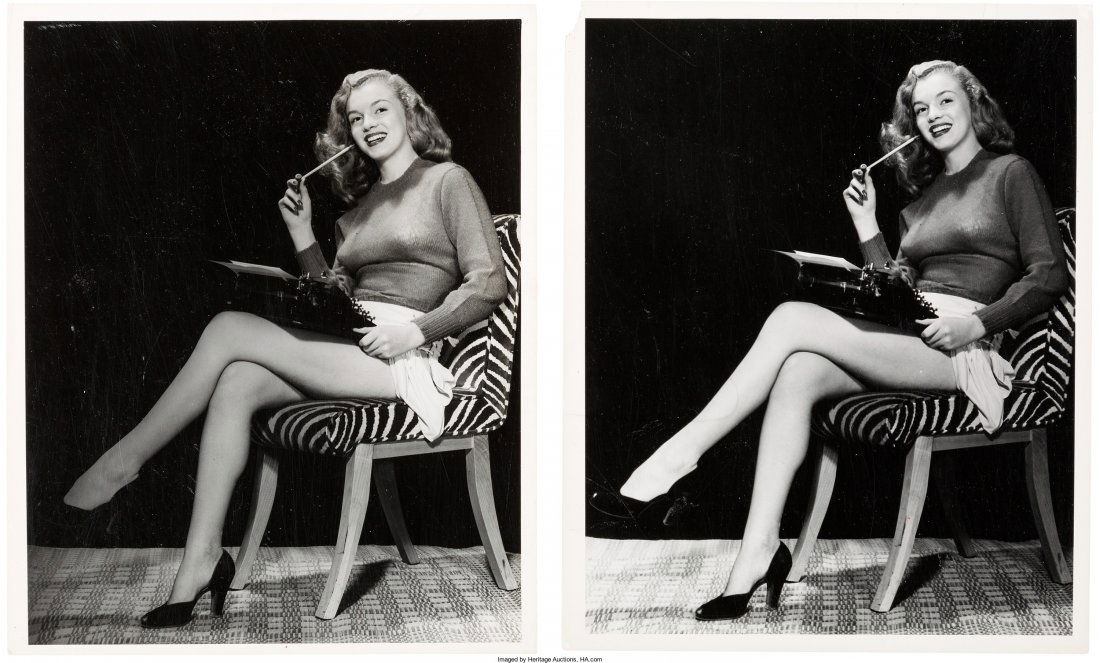 A Marilyn Monroe Set of Black and White Photogra: A Marilyn Monroe Set of Black and White Photographs by Bruno Bernard [Bernard of Hollywood], Circa 194
