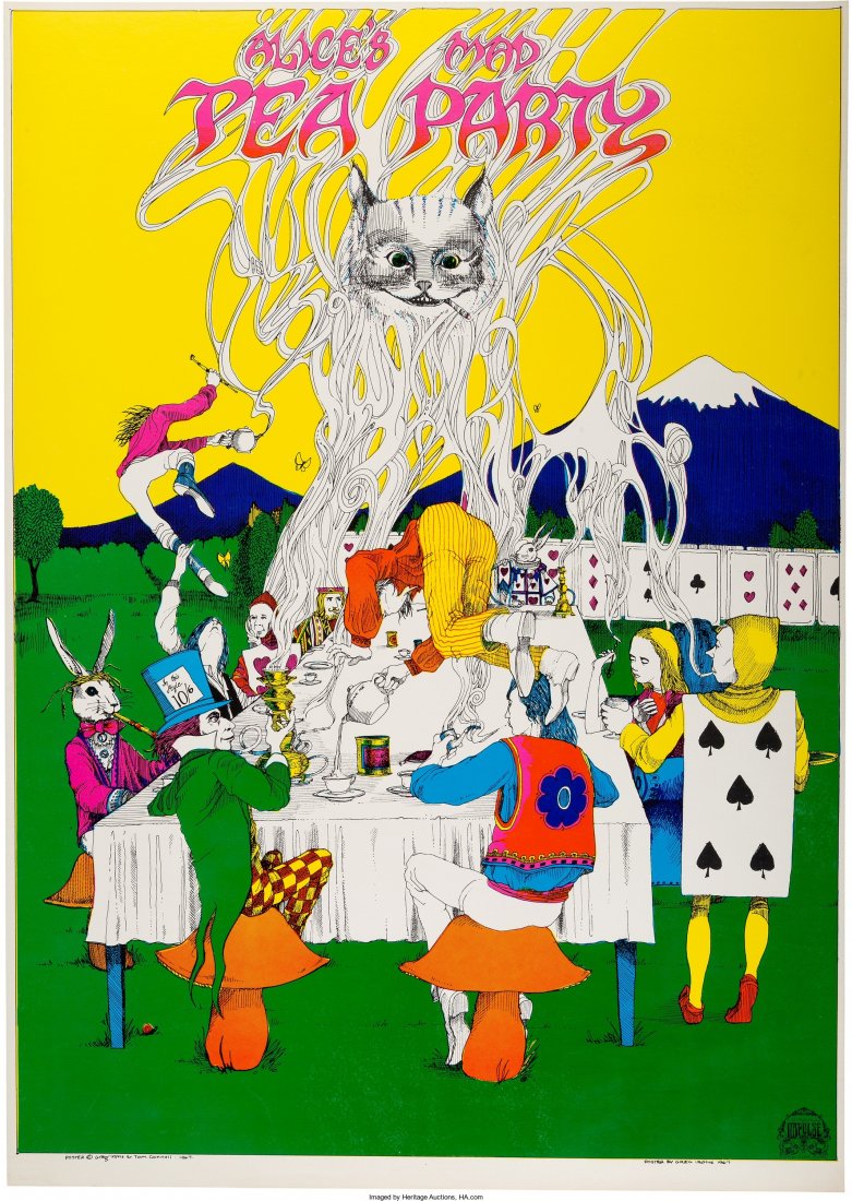 Greg Irons "Alice's Mad Tea Party" Poster (San F: Greg Irons "Alice's Mad Tea Party" Poster (San Francisco Impulse, 1967). Rare psychedelic