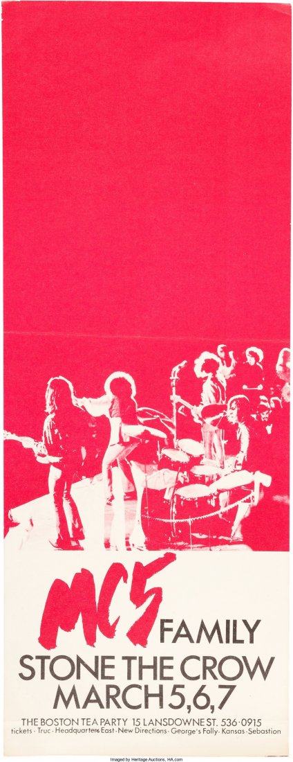 MC5 Boston Tea Party Concert Poster (1970). Firs: MC5 Boston Tea Party Concert Poster (1970). First printing on coated index stock, for sho