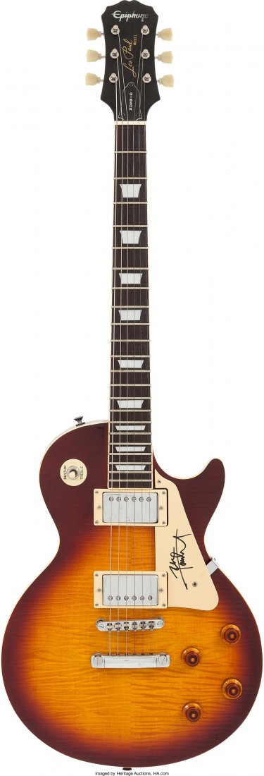 Pete Townshend Signed Gibson Epiphone Les Paul G: Pete Townshend Signed Gibson Epiphone Les Paul Guitar A gorgeous 1992 Cherry Sunburst fla