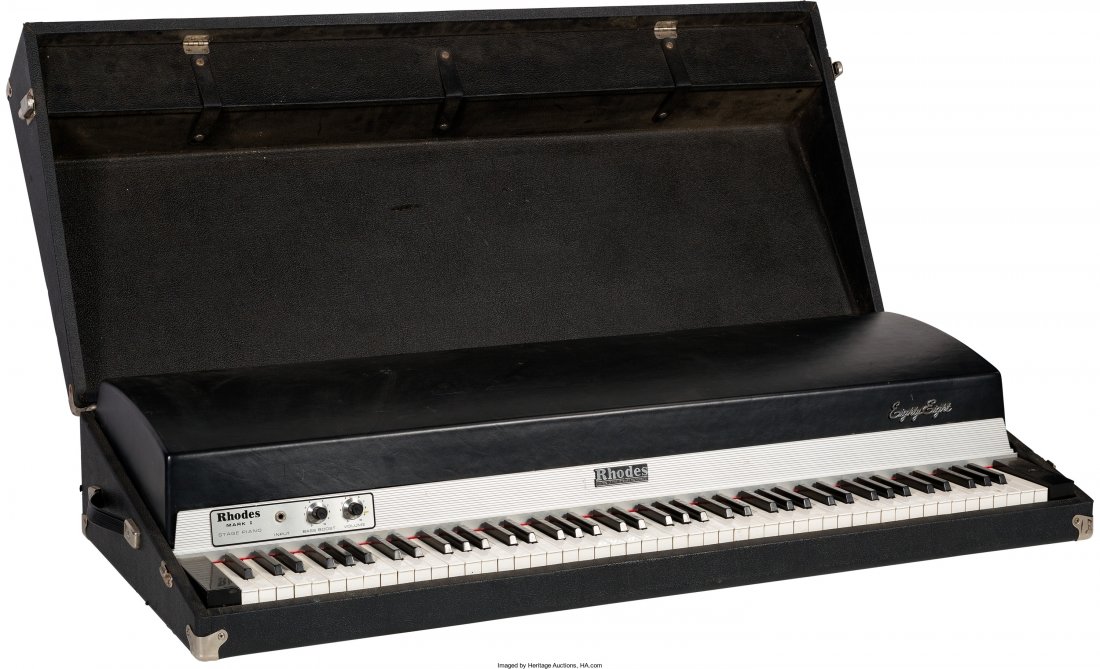 Marvin Gaye Owned and Used Rhodes Stage Piano (1: Marvin Gaye Owned and Used Rhodes Stage Piano (1970s). Electronic keyboard, marked "Rh