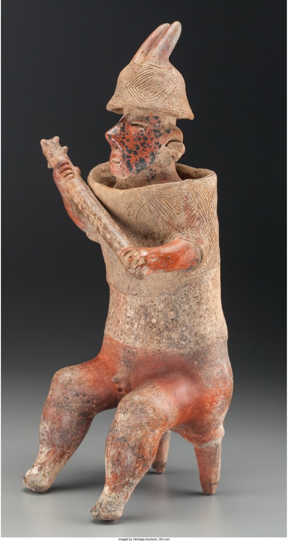 A Large Nayarit Warrior Holding a Scepter c. 200: A Large Nayarit Warrior Holding a Scepter c. 200 BC - 200 AD A Nayarit seated figure sh