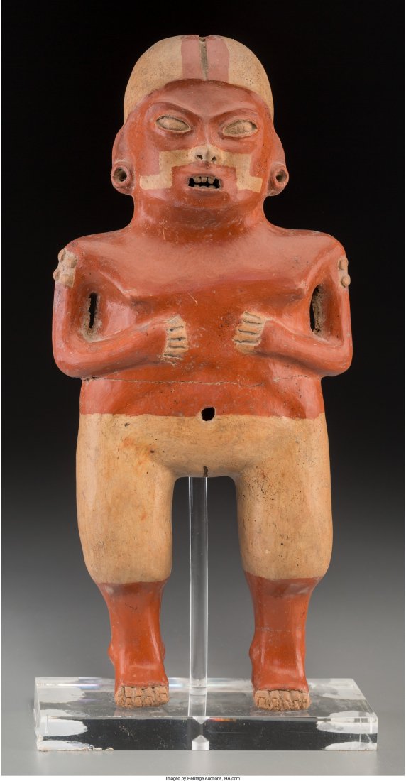 A Chupicuaro Standing Female c. 400 - 200 BC R: A Chupicuaro Standing Femalec. 400 - 200 BC Rich burnished tomato red and cream co