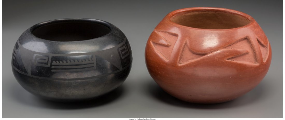 Two San Ildefonso Jars Maria and Julian Martinez: Two San Ildefonso JarsMaria and Julian Martinezc. 1930 clay, paint,