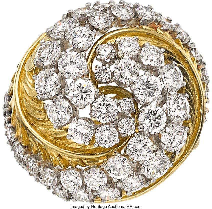 Diamond, Gold Ring, McTiegue The ring features: Diamond, Gold Ring, McTiegue The ring features full-cut diamonds weighing a total of appro