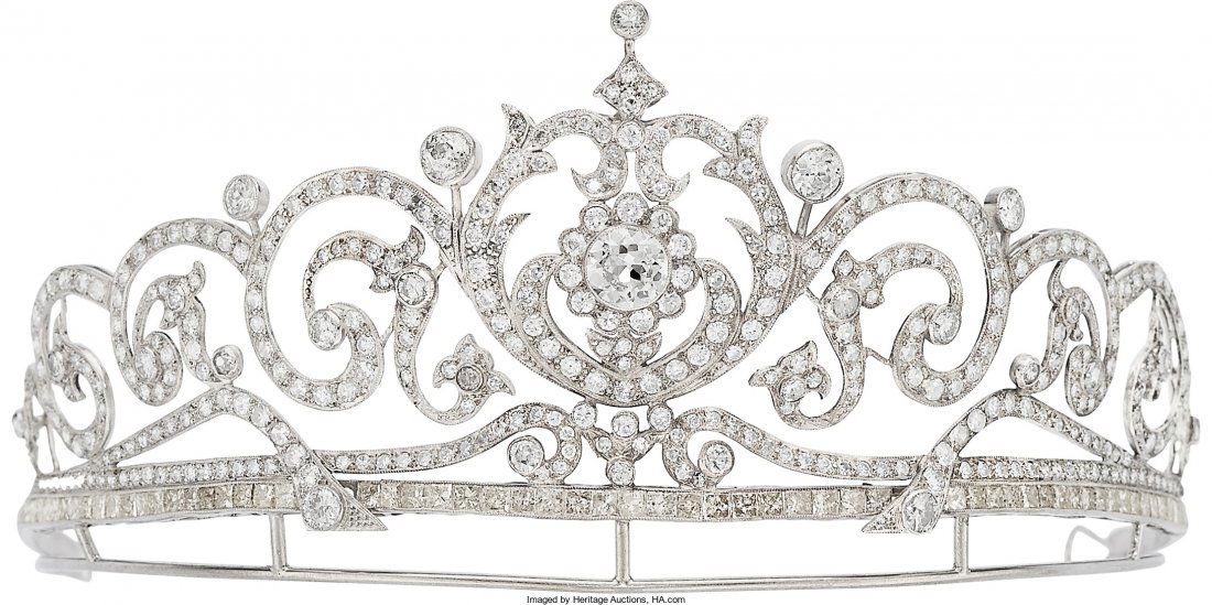 Diamond, White Metal Tiara  The tiara centers a (1 of 2)