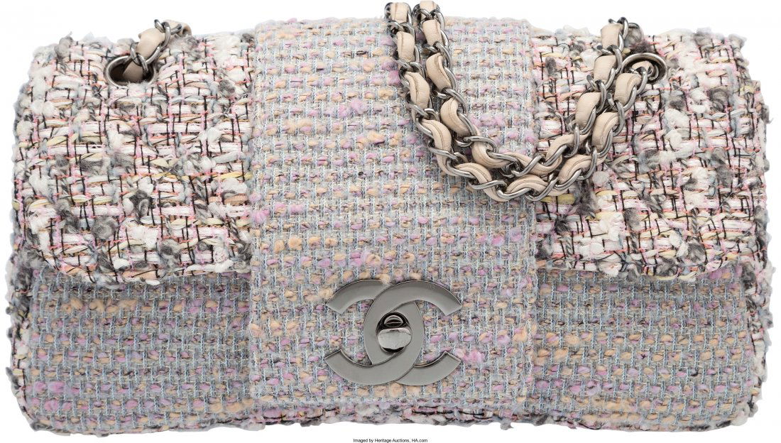 Chanel Pink & Gray Tweed Boucle Flap Bag Very Go (1 of 4)