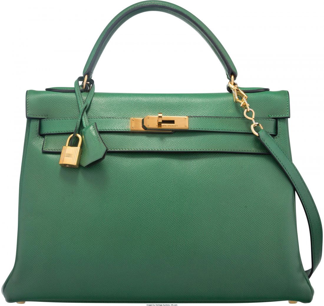 Hermes 32cm Vert Bengale Courchevel Leather Reto (1 of 5)
