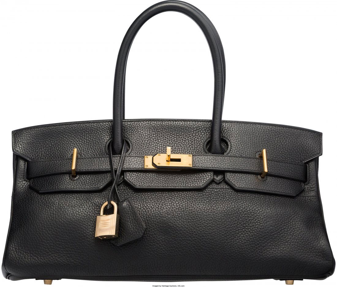 Hermes 42cm Black Clemence Leather JPG Shoulder (1 of 4)