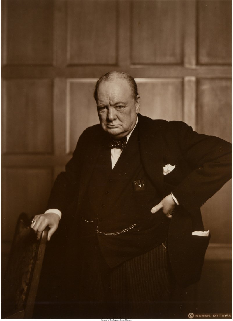 Yousuf Karsh (Canadian, 1908-2002) Winston Churc: Yousuf Karsh (Canadian, 1908-2002) Winston Churchill, 1941 Sepia toned gelati