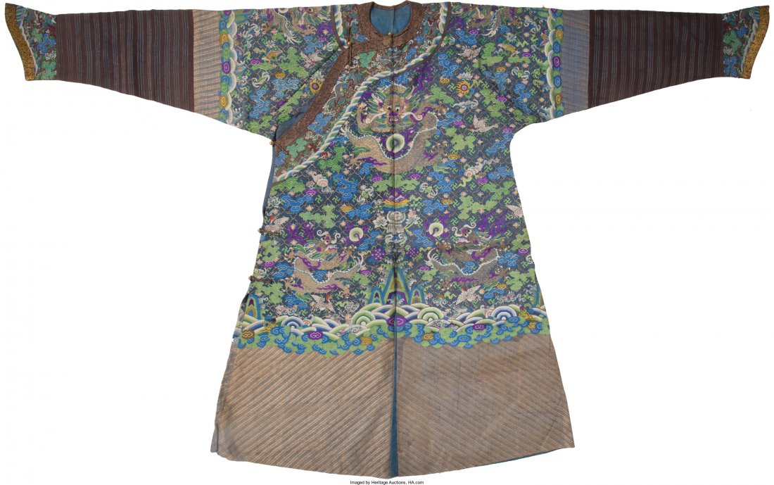 A Chinese Silk Brocade Robe 51 inches high (flat (1 of 1)