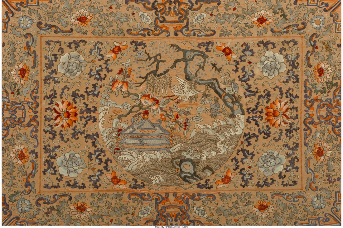 A Framed Chinese Silk Embroidery 19 x 28-1/4 inc (1 of 2)