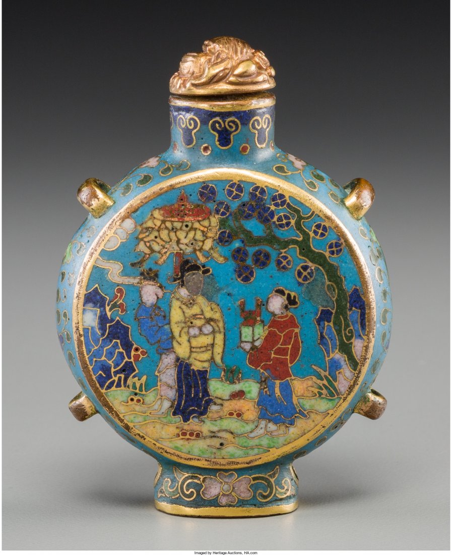 A Chinese Cloisonne Snuff Bottle, Qing Dynasty, (1 of 3)