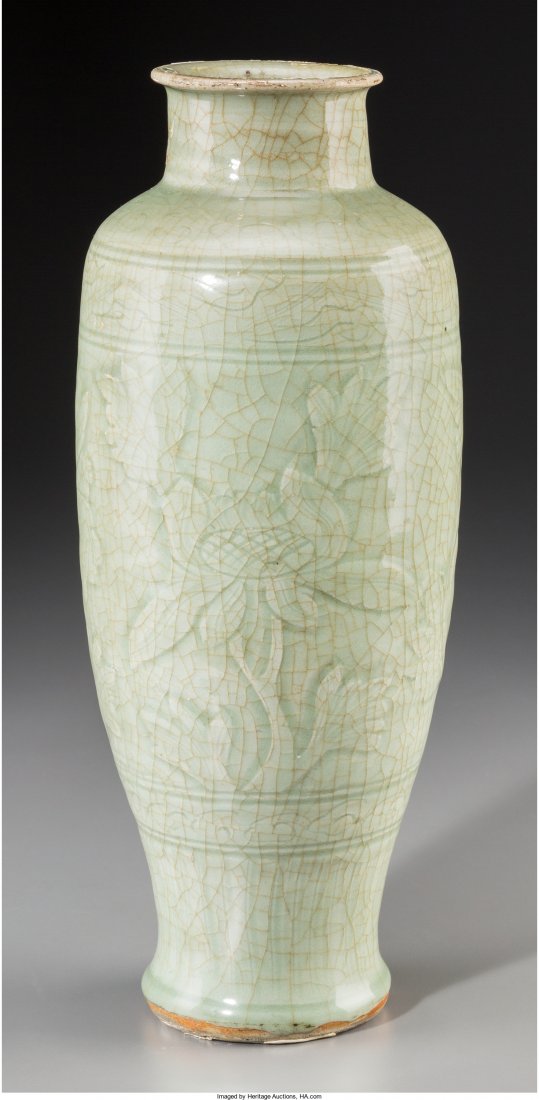 A Chinese Longquan-Glazed Earthenware Vase, Ming (1 of 3)