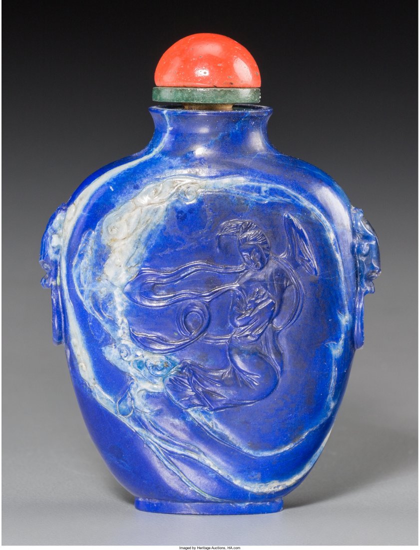 A Good Chinese Carved Lapis Lazuli Snuff Bottle (1 of 2)