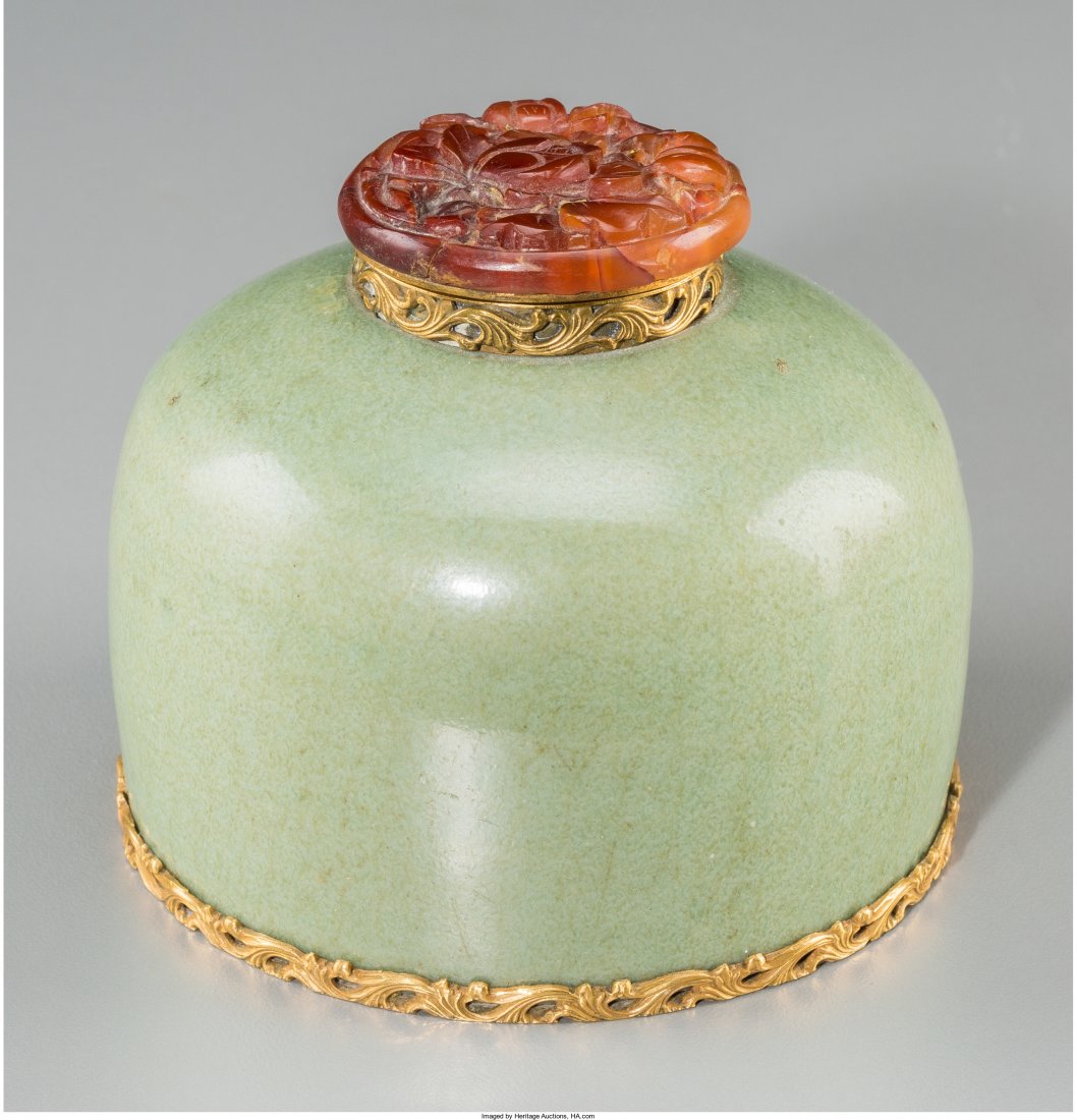 A Chinese Celadon Glazed Water Coupe Mounted as (1 of 3)