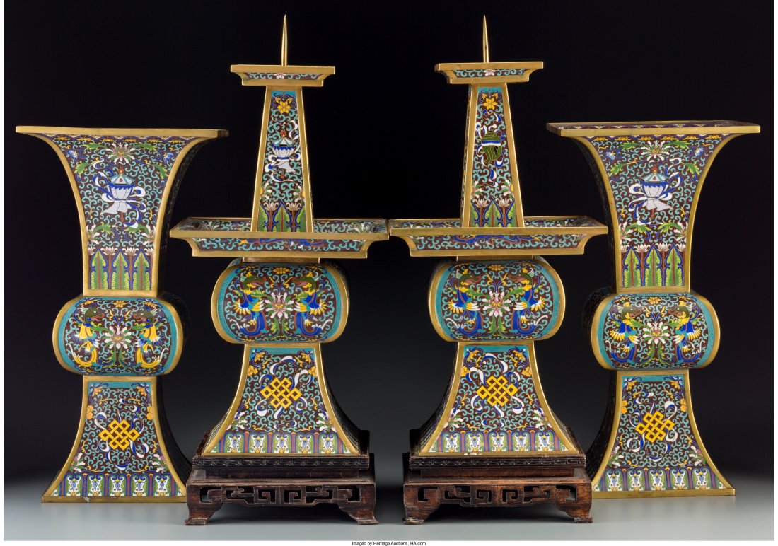 A Four-Piece Chinese CloisonnÃ© Garniture Set 19 (1 of 3)
