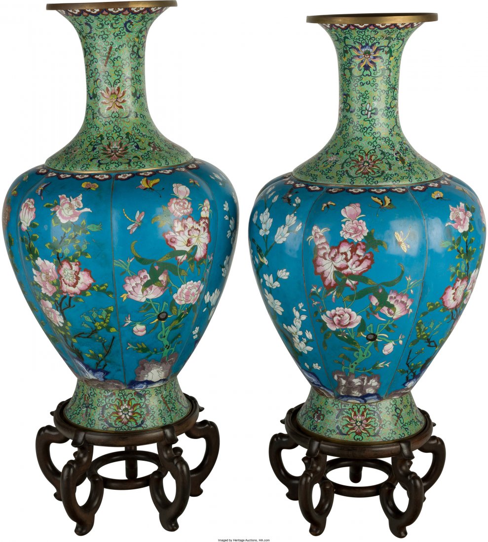 A Pair of Monumental Chinese Cloisonne Vases (1 of 2)