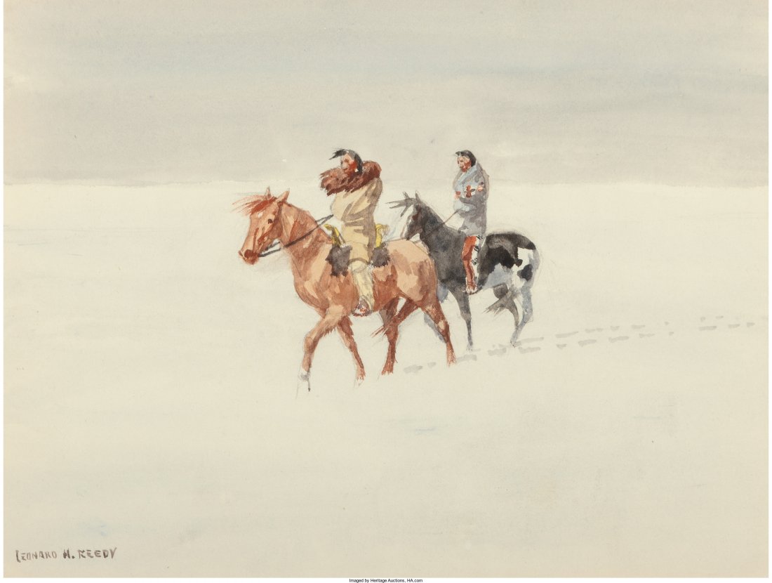 Leonard Howard Reedy (American, 1899-1956) Cheyenne: Leonard Howard Reedy (American, 1899-1956) Cheyenne Riders Watercolor on paper 8 x 11 inches (20.3 x 27.9 cm) (sight) Signed lower left: Leonard H. Reedy HID04901242017