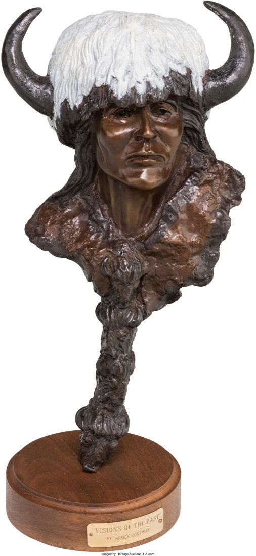 Bruce Contway (American, 20th Century) Visions of the: Bruce Contway (American, 20th Century) Visions of the Past Bronze with polychrome 16-3/4 inches (42.5 cm) high on a 1-3/4 inches (4.4 cm) high wood base Ed. 26/30 Inscribed on reverse: B. Contway / 26