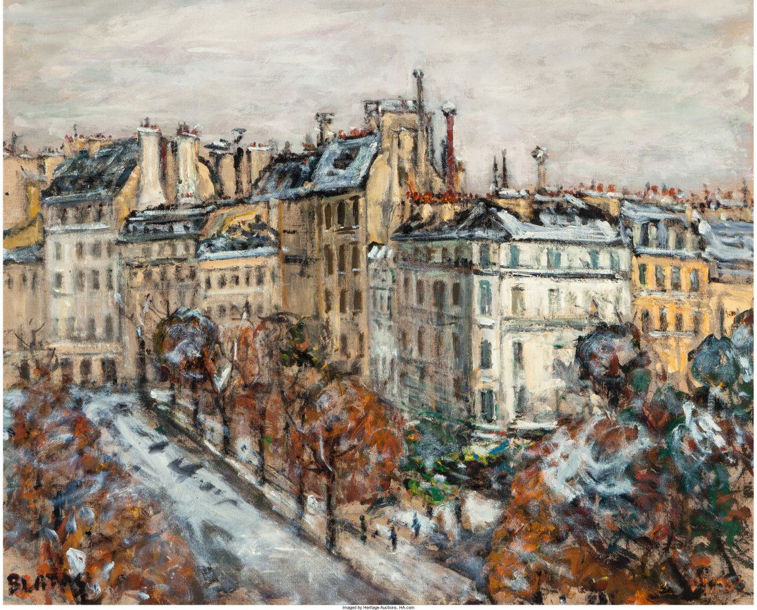 Arbit Blatas (American, 1909-1999) Scène de Paris Oil: Arbit Blatas (American, 1909-1999) Scène de Paris Oil on canvas 25-3/4 x 31-3/4 inches (65.4 x 80.6 cm) Signed lower left: Blatas PROVENANCE: Christie's New York, February 27, 2003, Sale 1202, Lot 63