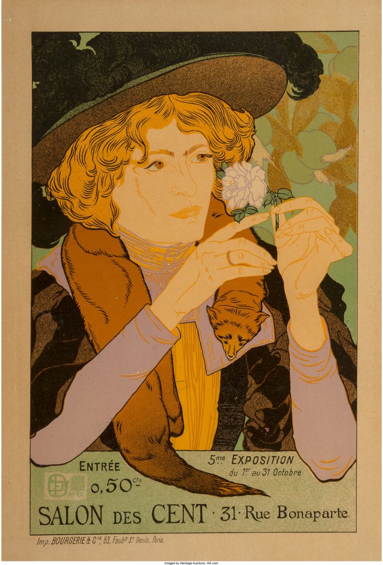 Georges de Feure (French, 1868-1943) 5 Exposition d'Art: Georges de Feure (French, 1868-1943) 5 Exposition d'Art (from Les Maîtres de L'Affiche), pl. 10 Lithograph in colors 10-1/8 x 6-5/8 inches (25.7 x 16.8 cm) (image) Blindstamp of the publisher lower r