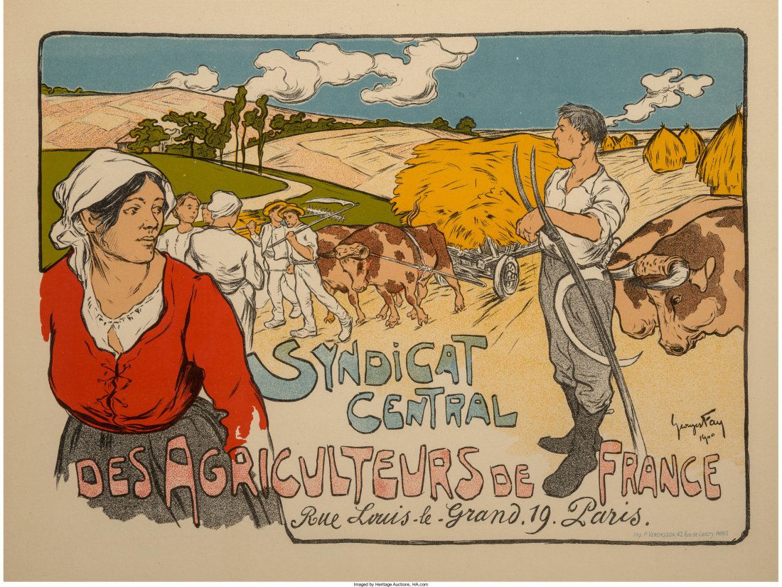 Georges Fay (19th Century) Des Agriculteurs de France: Georges Fay (19th Century) Des Agriculteurs de France (from Les Maîtres de L'Affiche), pl. 231 Lithograph in colors 8 x 11-1/4 inches (20.3 x 28.6 cm) Blindstamp of the publisher lower right Printed