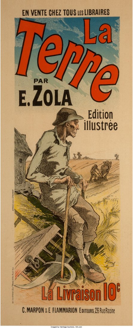Jules Chéret (1836-1932) La Terre (from Les Maîtres de: Jules Chéret (1836-1932) La Terre (from Les Maîtres de L'Affiche), pl. 69 Lithograph in colors 12-1/4 x 4-1/2 inches (31.1 x 11.4 cm) (image) Blindstamp of the publisher lower right Printed by Chaix