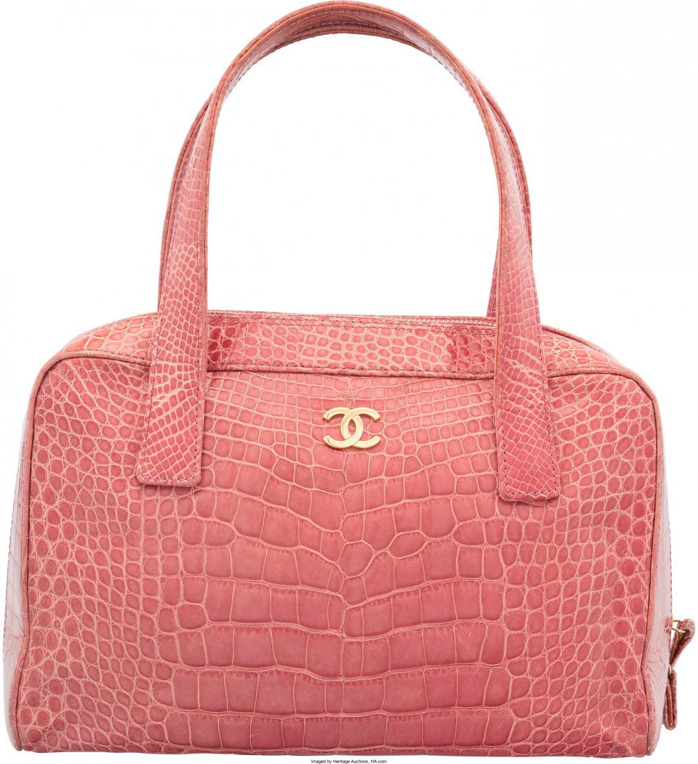 Chanel Shiny Pink Crocodile Tote Bag Very Good C (1 of 4)