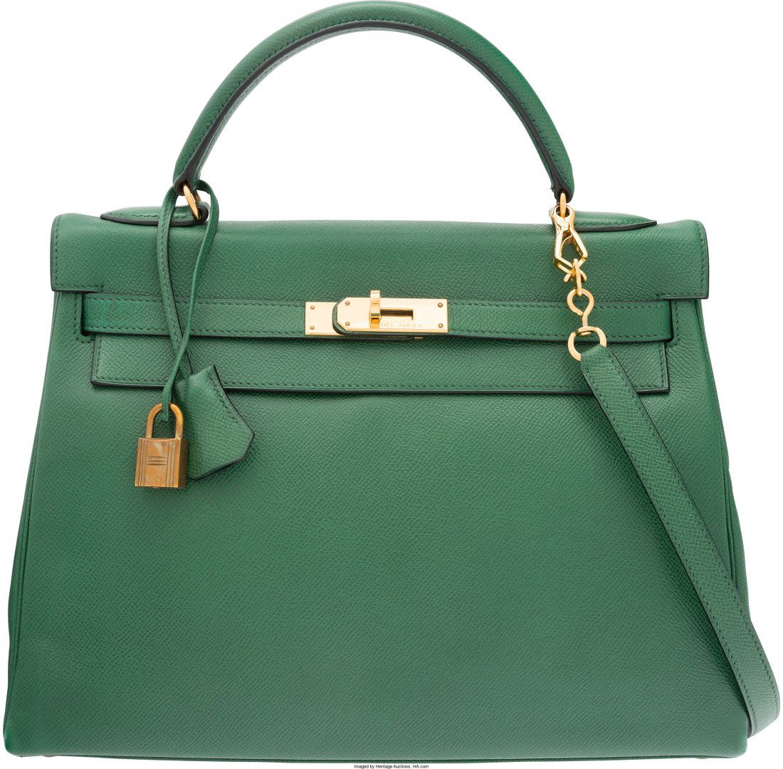 Hermes 32cm Vert Bengale Courchevel Leather Reto (1 of 5)