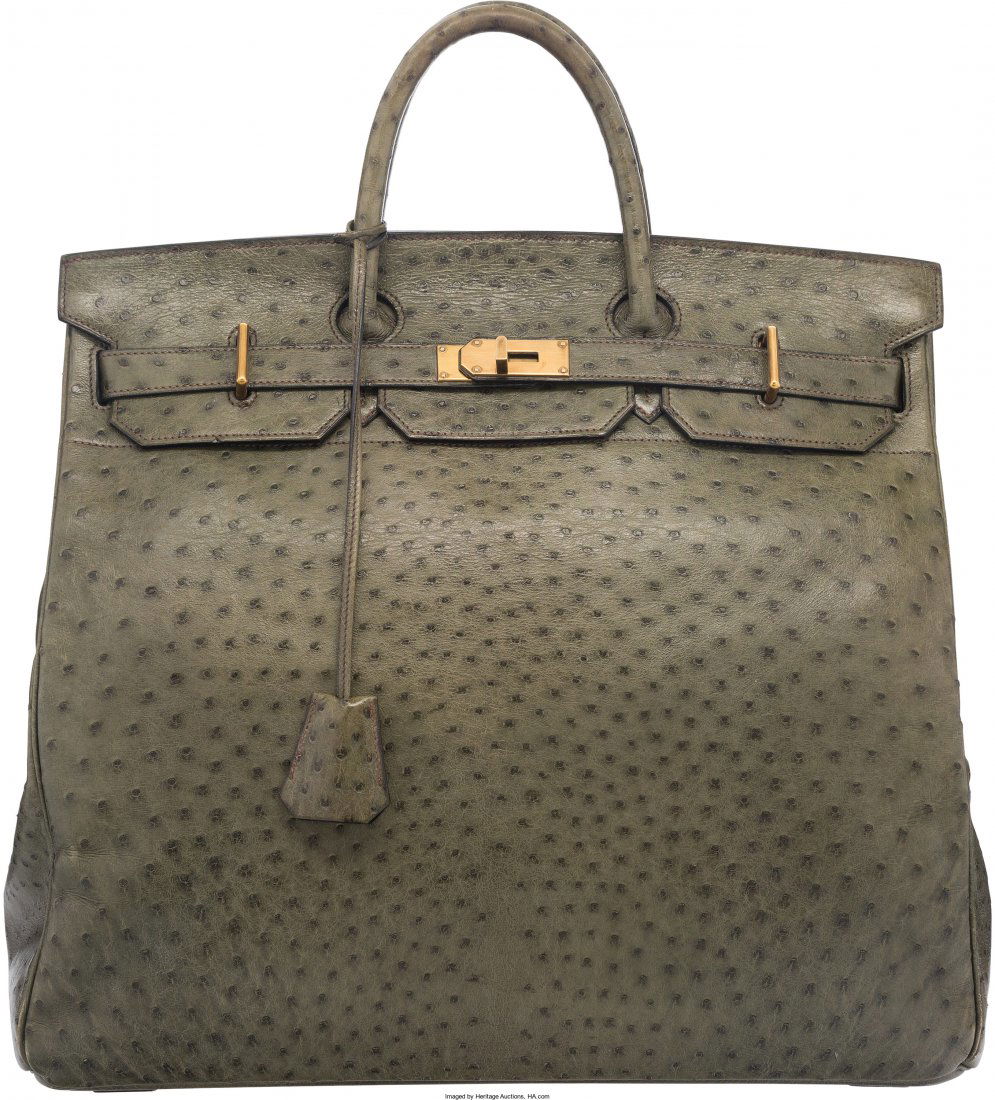 Hermes 45cm Vert Foret Ostrich HAC Birkin Bag wi (1 of 5)