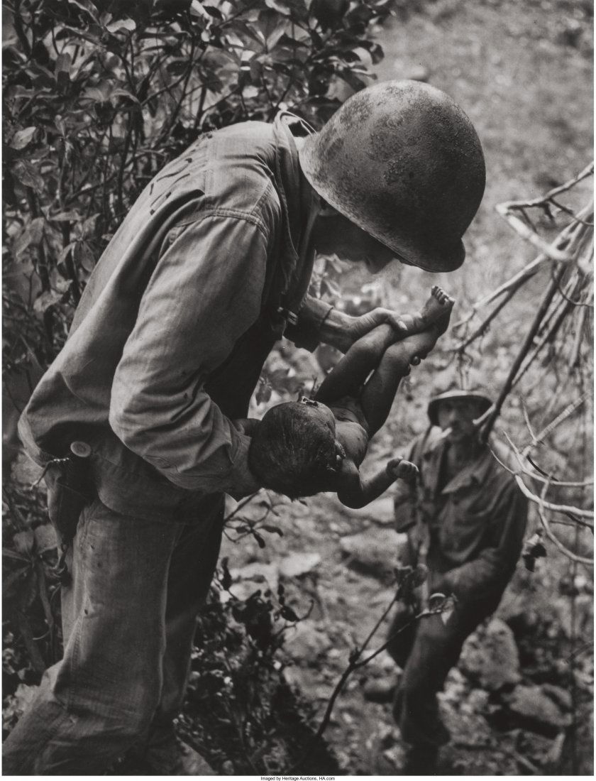 W. Eugene Smith (American, 1918-1978) Wounded, d: W. Eugene Smith (American, 1918-1978)Wounded, dying infant found by American soldier in