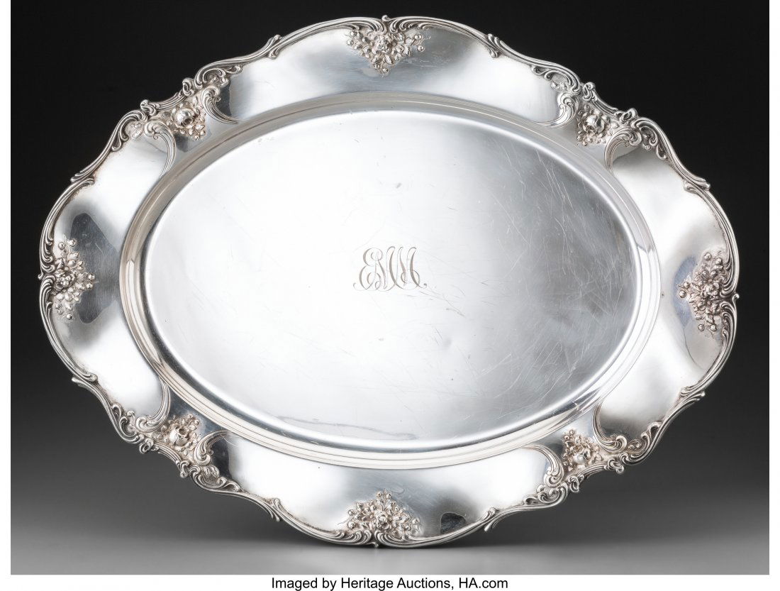 A Gorham Chantilly Pattern Silver Meat Tray, Pro (1 of 3)