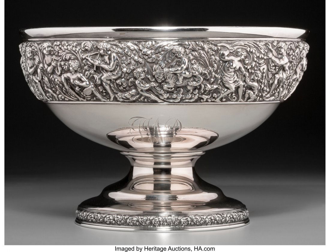 A Large Tiffany & Co. Silver Olympian Pattern Ce (1 of 5)