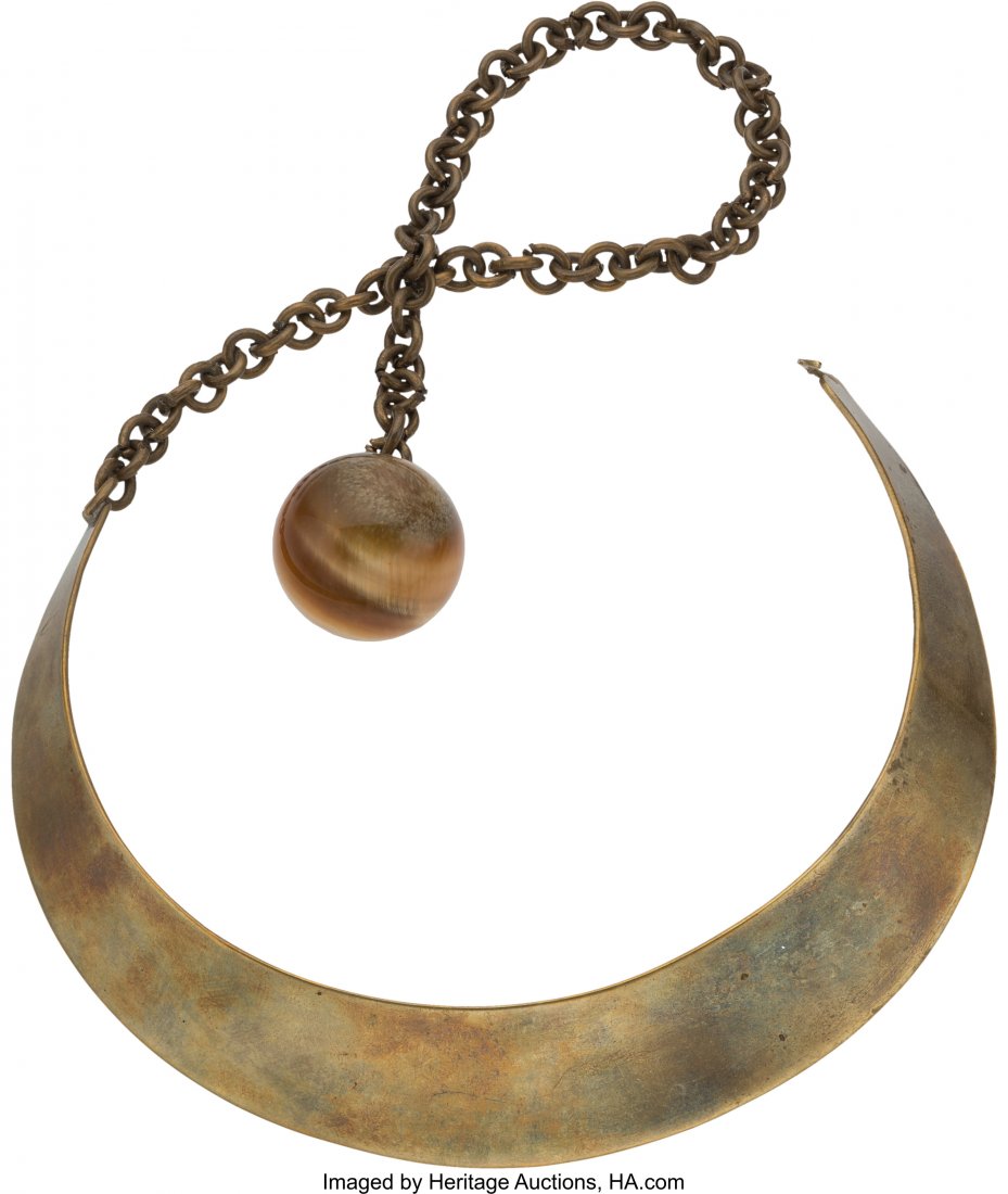 An Art Smith Modernist Brass and Tiger's Eye Col (1 of 2)