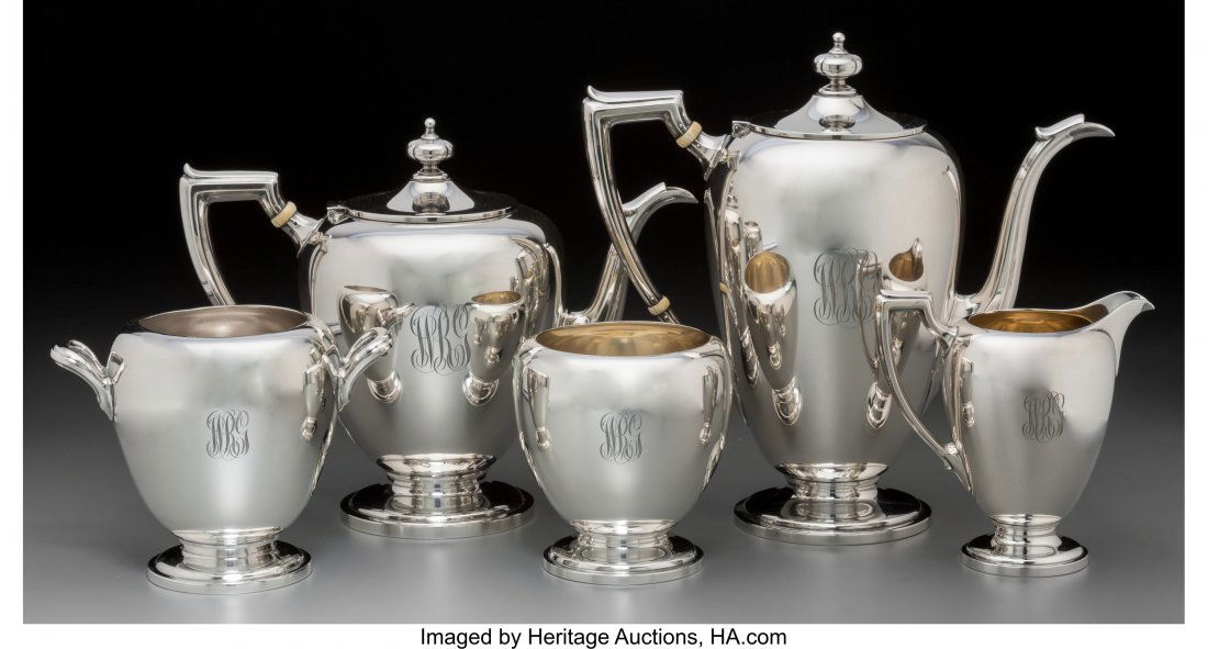 A Five-Piece Dominick & Haff Silver Tea and Coff (1 of 3)
