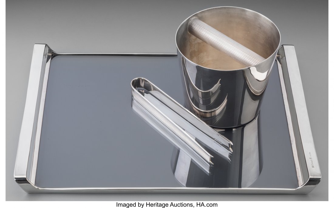 A Three-Piece Christofle K+T Silver-Plated Bar S: A Three-Piece Christofle K+T Silver-Plated Bar Set, Paris, designed by Adam D. Tihany & Th